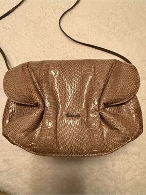 Taupe Genuine Snakeskin Python Leather Shoulder Crossbody Bag by Aspects-New